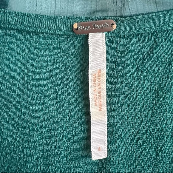 Free People Sleeveless Shift Dress Waterfall Ruffle in Emerald Green Size 4 - Picture 8 of 8